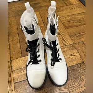 Marc Fisher Women's White Lace-Up Boots